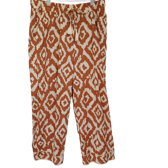 Haute Hippie Pant Wide Leg Cotton Tribal Ikat Boho Size X Large - Picture 14 of 14